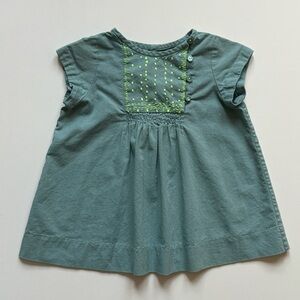 Bonpoint Girls Green Dress with Embroidered Detail - Size 6M